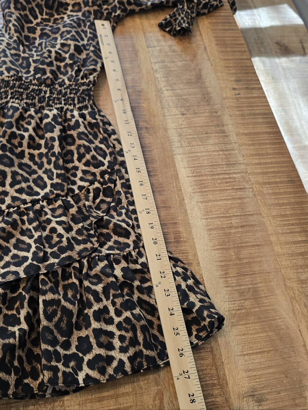 Michael Kors Leopard Print Long Sleeve Smocked Ruffle "JULIA" Dress Fall Style - Picture 14 of 16